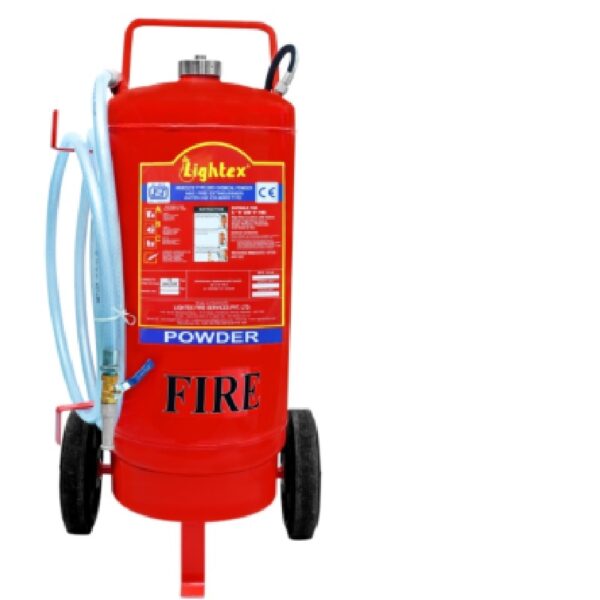 Lightex ABC Higher Capacity Trolley Mounted Dry Chemical Powder Type Fire Extinguisher With Co2 & Powder - 75 Kg
