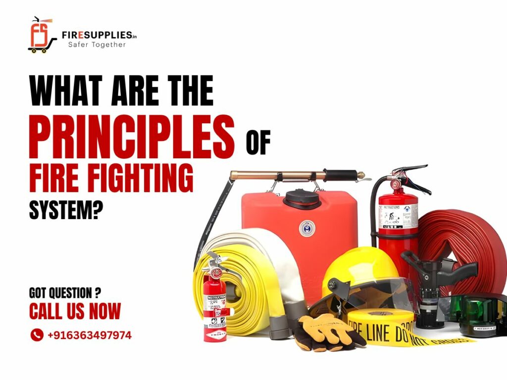 Principles of fire fighting system: prevention, early detection, containment, suppression, and evacuation.