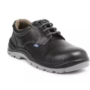 Allen Cooper Safety Boots featuring steel toe cap, slip-resistant, heat, water, oil, and acid-resistant, ISI marked for safety.