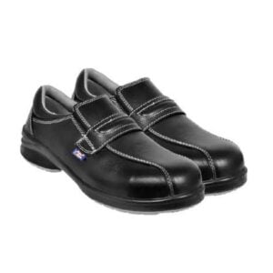 Allen Cooper Antistatic Buff CG Booty Print Leather Steel Toe Black Safety Shoes,  AC 1298