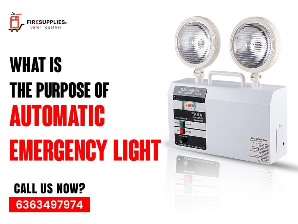 An automatic emergency light illuminates spaces during power outages, ensuring safety and visibility in emergencies.