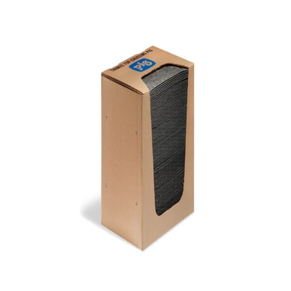 PIG Absorbent Mat Pad in Dispenser Box -Heavy weight. 13 Inch W x 13 Inch L -100 Pads per Case