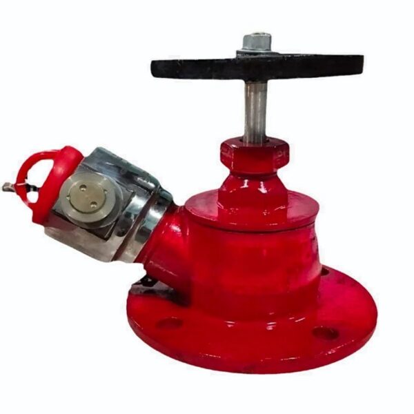Swastik Stainless Steel Single Outlet Landing Valve (Hydrant Valve) having size of 63mm dia, Type-A along with CI Hand Wheel, Female Instantaneous Outlet, ABS Blank Cap & Chain