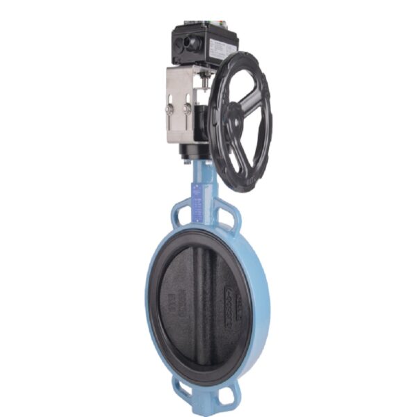 NVR C.I Butterfly Valve With Gear Box and Limit Switch PN-1.6, With Integrally Moulded Liner of Nitrile or EPDM, D.I Disc, SS Stem 50 - 350mm