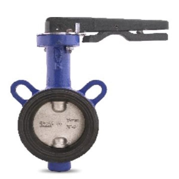 NVR Ductile Iron Butterfly Valve Wafer Type Lever Operated PN-2.0, With Pad Locks, With Integrally Moulded Liner of Nitrile or EPDM, D.I Disc, SS Stem 40 - 200mm