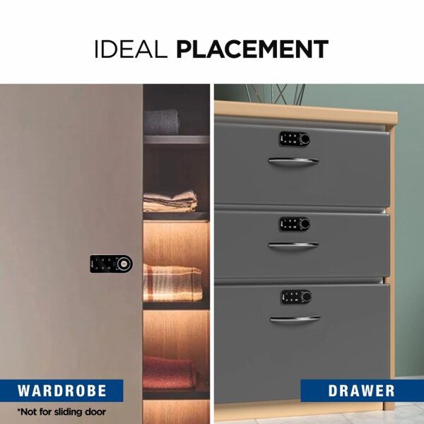 Ozone 301 Horizontal Smart Furniture Lock with Password & Key Access, For Wooden/ Metal Cabinets & Wardrobes
