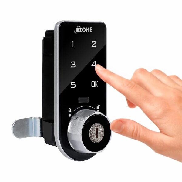 Ozone 301 Vertical Smart Furniture Lock with Password & Key Access, For Wooden/ Metal Cabinets & Wardrobes