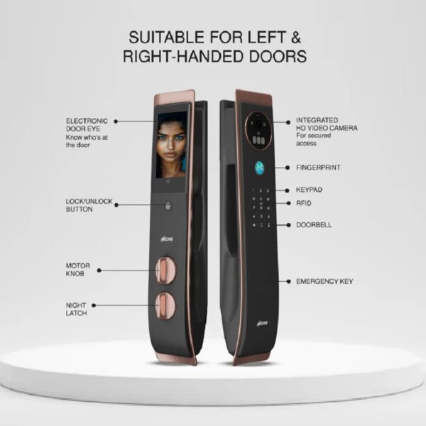 Ozone 3D IRIS Facial Recognition Smart Door Lock with 5 Way access, Door Thickness: 45-120 mm