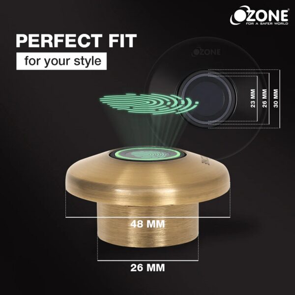 Ozone 55-F Smart Furniture Lock with Fingerprint Access for Wooden Cabinets, Wardrobes & Drawers -  Antique Bronze
