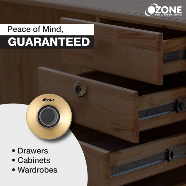 Ozone 55-F Smart Furniture Lock with Fingerprint Access for Wooden Cabinets, Wardrobes & Drawers -  Antique Bronze