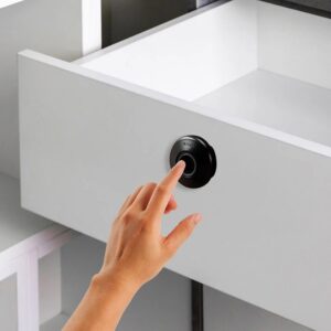 Ozone 55-F Smart Furniture Lock with Fingerprint Access for Wooden Cabinets, Wardrobes & Drawers-Black