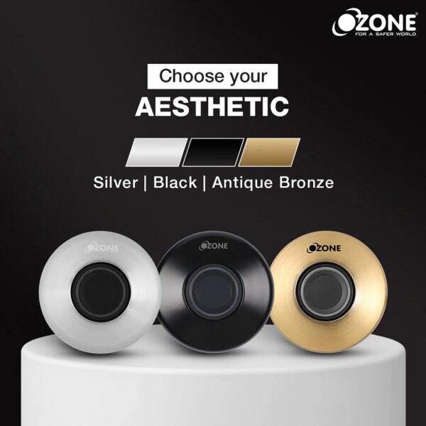 Ozone 55-F Smart Furniture Lock with Fingerprint Access for Wooden Cabinets, Wardrobes & Drawers - Silver
