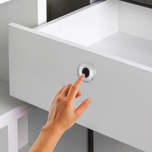 Ozone 55-F Smart Furniture Lock with Fingerprint Access for Wooden Cabinets, Wardrobes & Drawers - Silver