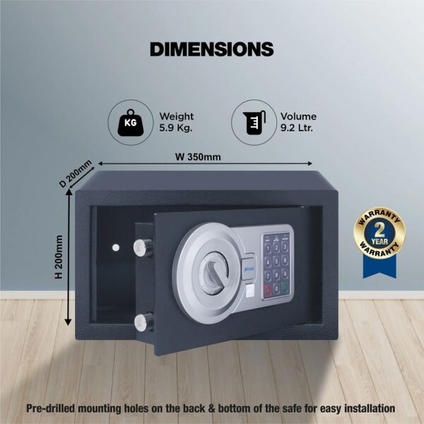 Ozone Agate Black, Digital Safe - 9.2 Litres