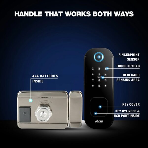 Ozone Cleo Wi-Fi Smart Door Lock Antique Bronze with 4-way access, Door Thickness: 20-65 mm For Wooden/ Metal Doors