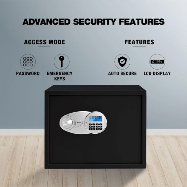 Ozone Digital Safe for Homes & Retail Spaces, 2-way Access, Password & Emergency Key (Black & Grey - 44 Ltrs.)