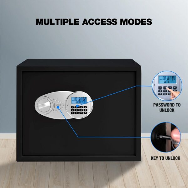 Ozone Digital Safe for Homes & Retail Spaces, 2-way Access, Password & Emergency Key (Black & Grey - 44 Ltrs.)