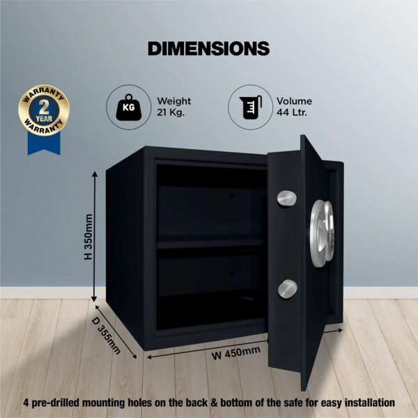 Ozone Digital Safe for Homes & Retail Spaces, 2-way Access, Password & Emergency Key (Black & Grey - 44 Ltrs.)