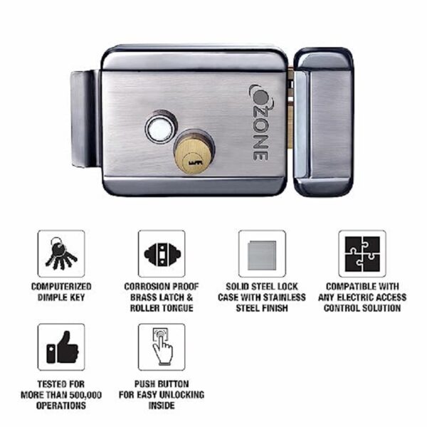 Ozone Electric Rim Lock Smart Lock with 1-way access, Door Thickness: 35-100mm, Right side