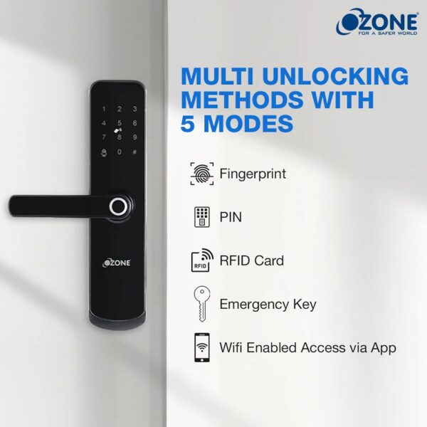 Ozone Morphy Eco Wi-Fi Smart Door Lock with 4-way access, Door Thickness: 35-80 mm (For Wooden Doors/ Metal Doors
