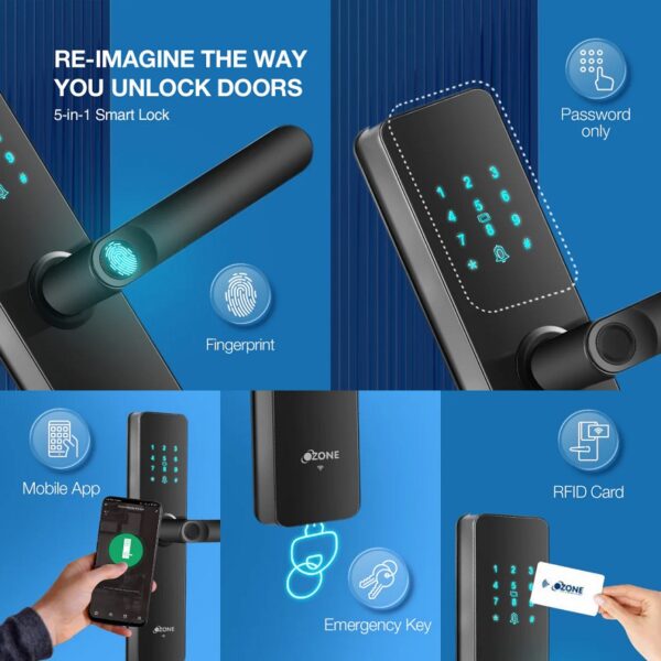 Ozone Morphy Life Lite Wi-Fi Smart Door Lock with 4-way access, Door Thickness: 35-80 mm (For Wooden/ Metal Doors)