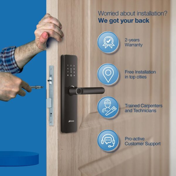 Ozone Morphy Lite Smart Door Lock with 3-way access, Door Thickness: 35-80 mm (For Wooden/ Metal Doors)