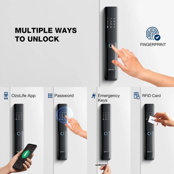 Ozone Morphy NXT Plus Wi-Fi Smart Door Lock RG with 4-way access, Door Thickness: 35-80 mm (For Wooden/ Metal Doors)