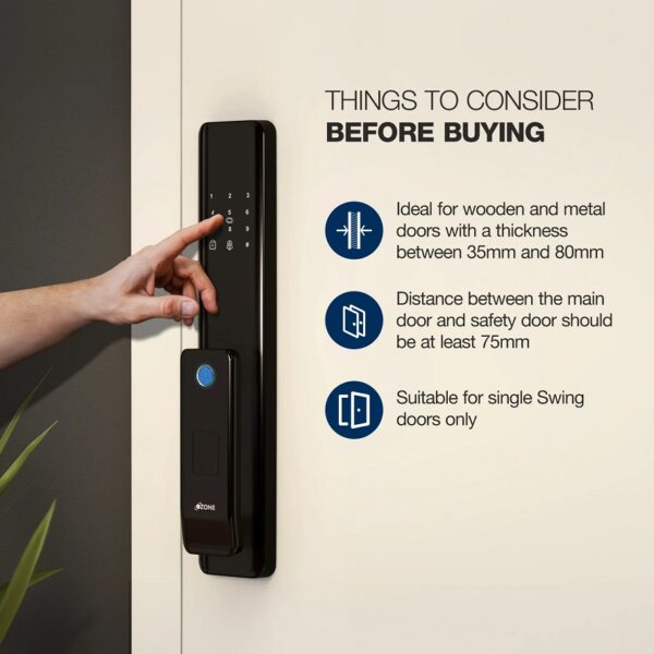 Ozone Morphy NXT Plus Wi-Fi Smart Door Lock RG with 4-way access, Door Thickness: 35-80 mm (For Wooden/ Metal Doors)