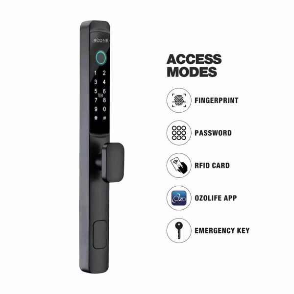 Ozone Narrow Style Wi-Fi Smart Door Lock with 4-way access, Door Thickness: 35-80 mm (For Swing & Sliding Doors)