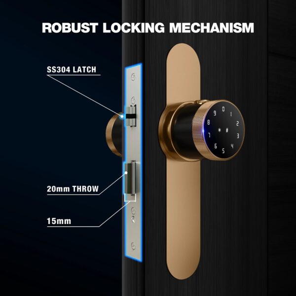 Ozone Oracle Bluetooth Smart Door Lock with Lock Body with 4-way access, Door Thickness: 35-65 mm For Internal Wooden Doors