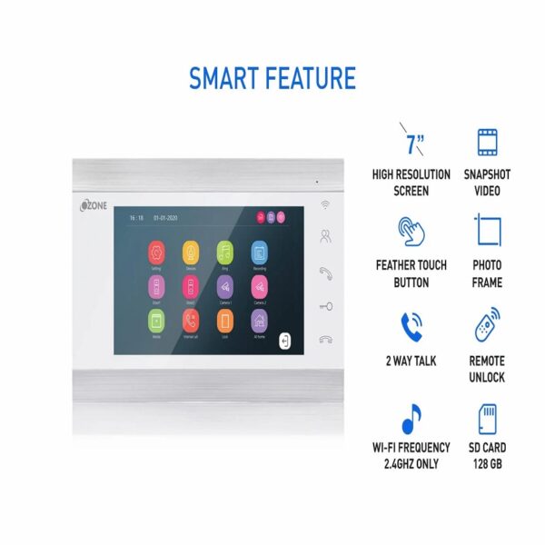 Ozone Video Door Phone Combo, High-resolution Display with 2.8mm Lens and Motion Detection with 2-Way Communication