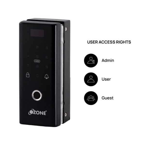 Ozone Wi-Fi Glass Door Lock with 3-Way Access, Door Thickness: 10-12 mm (Glass-to-Wall)