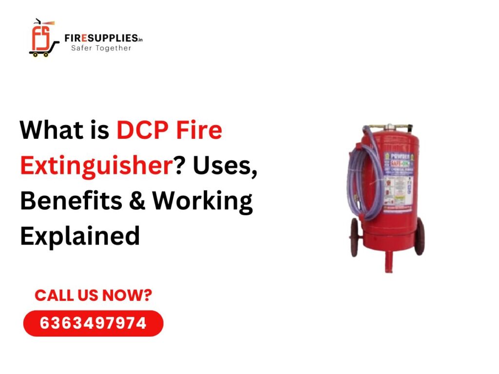 DCP fire extinguisher used for Class A, B and C fires including electrical and flammable liquid fires