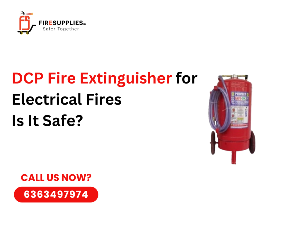 DCP fire extinguisher being used on an electrical panel fire, safe for Class C electrical fires