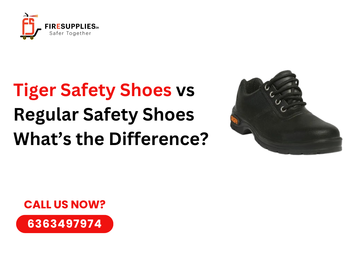 Tiger Safety Shoes vs Regular Safety Shoes comparison highlighting steel toe protection, slip resistance, durability, and industrial safety features