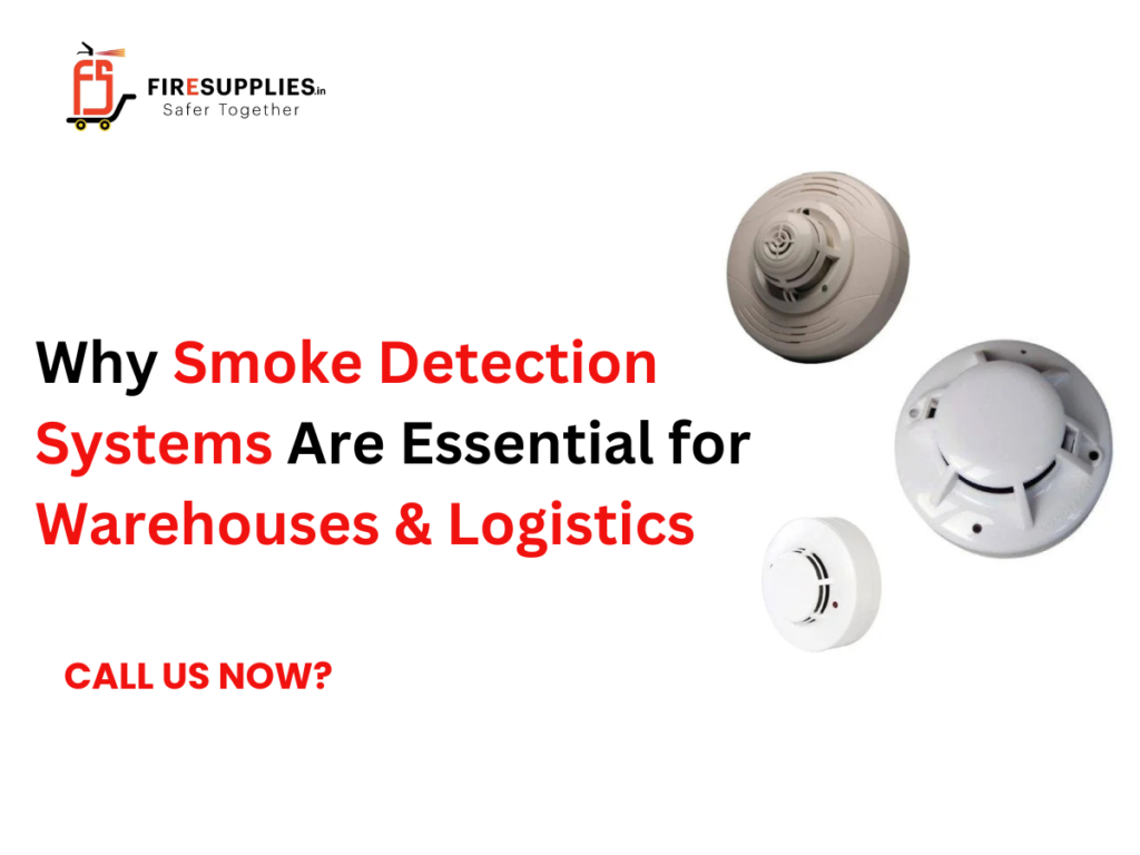 Smoke detection system installed in warehouse ensuring fire safety in logistics and storage facilities