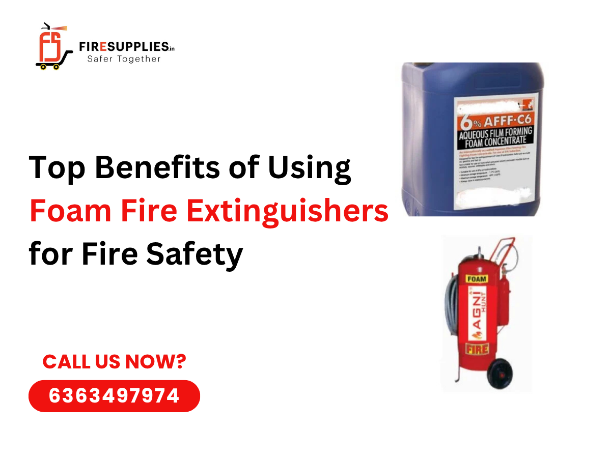 Foam fire extinguisher used for fire safety to control liquid and solid fires effectively