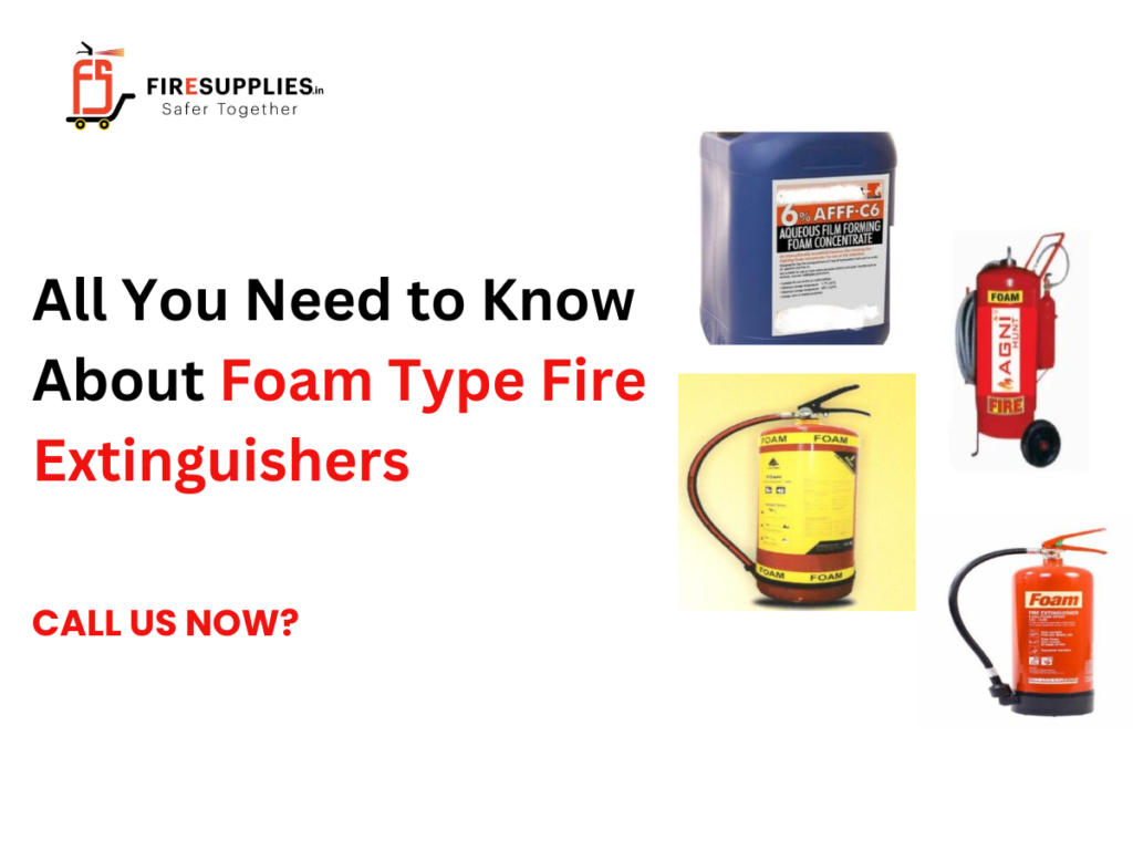 Foam type fire extinguisher used for Class A and Class B fire safety