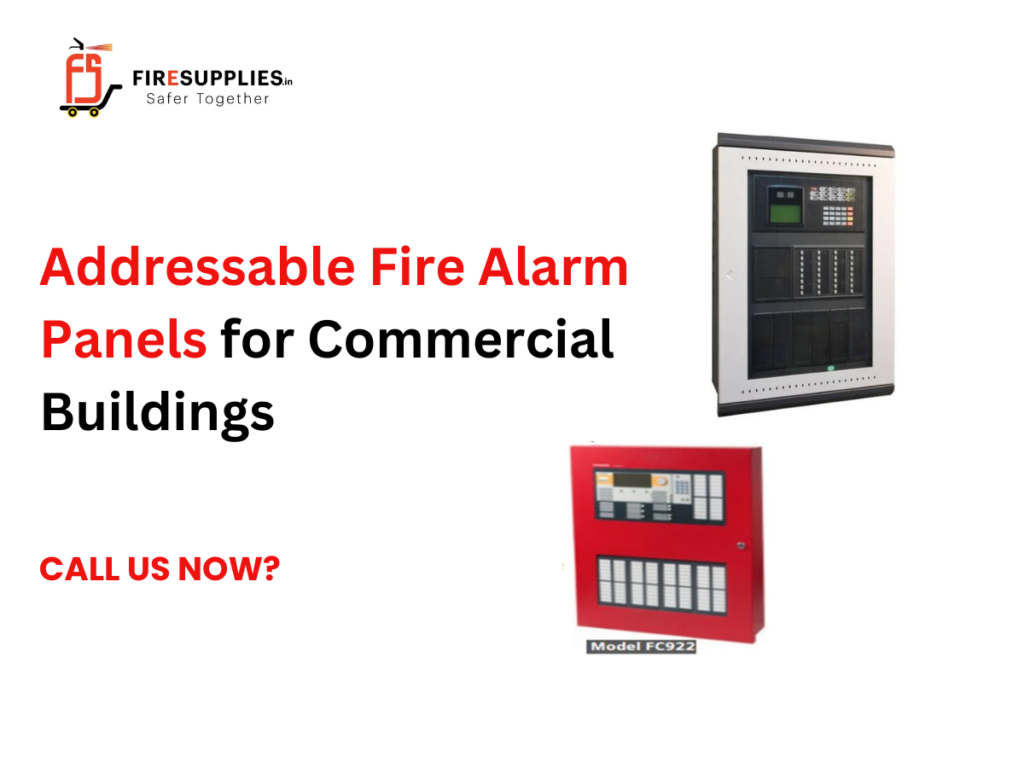 Addressable fire alarm control panel installed in a commercial building for advanced fire detection and emergency response