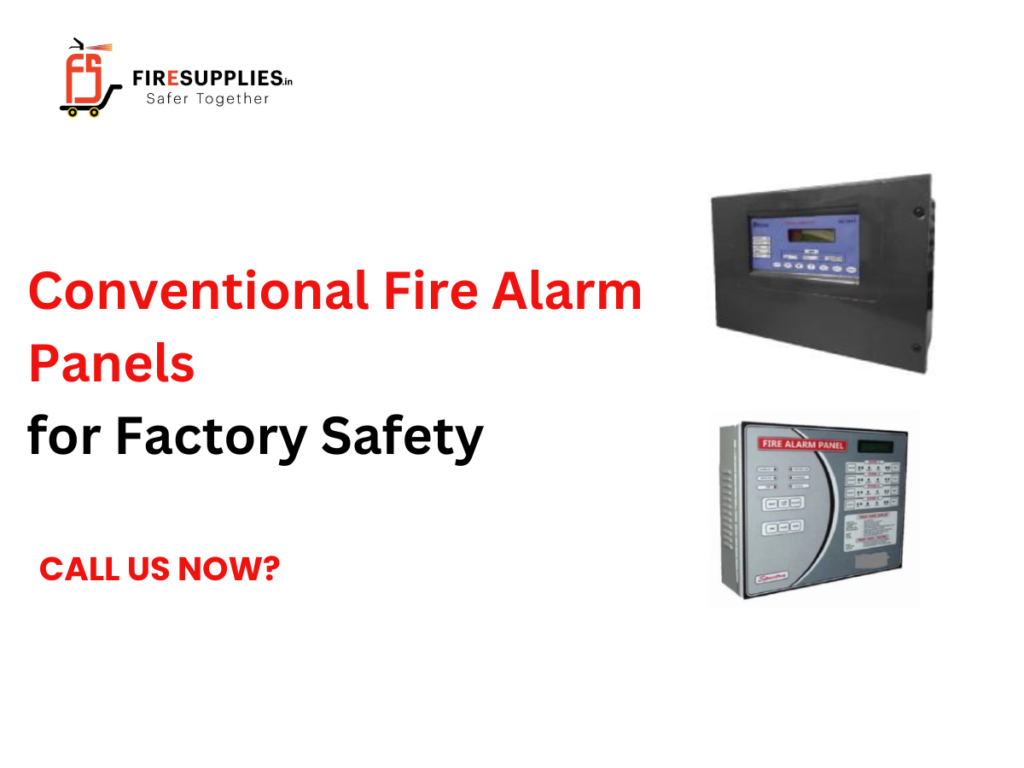 Conventional fire alarm panel installed in a factory for industrial fire detection and worker safety