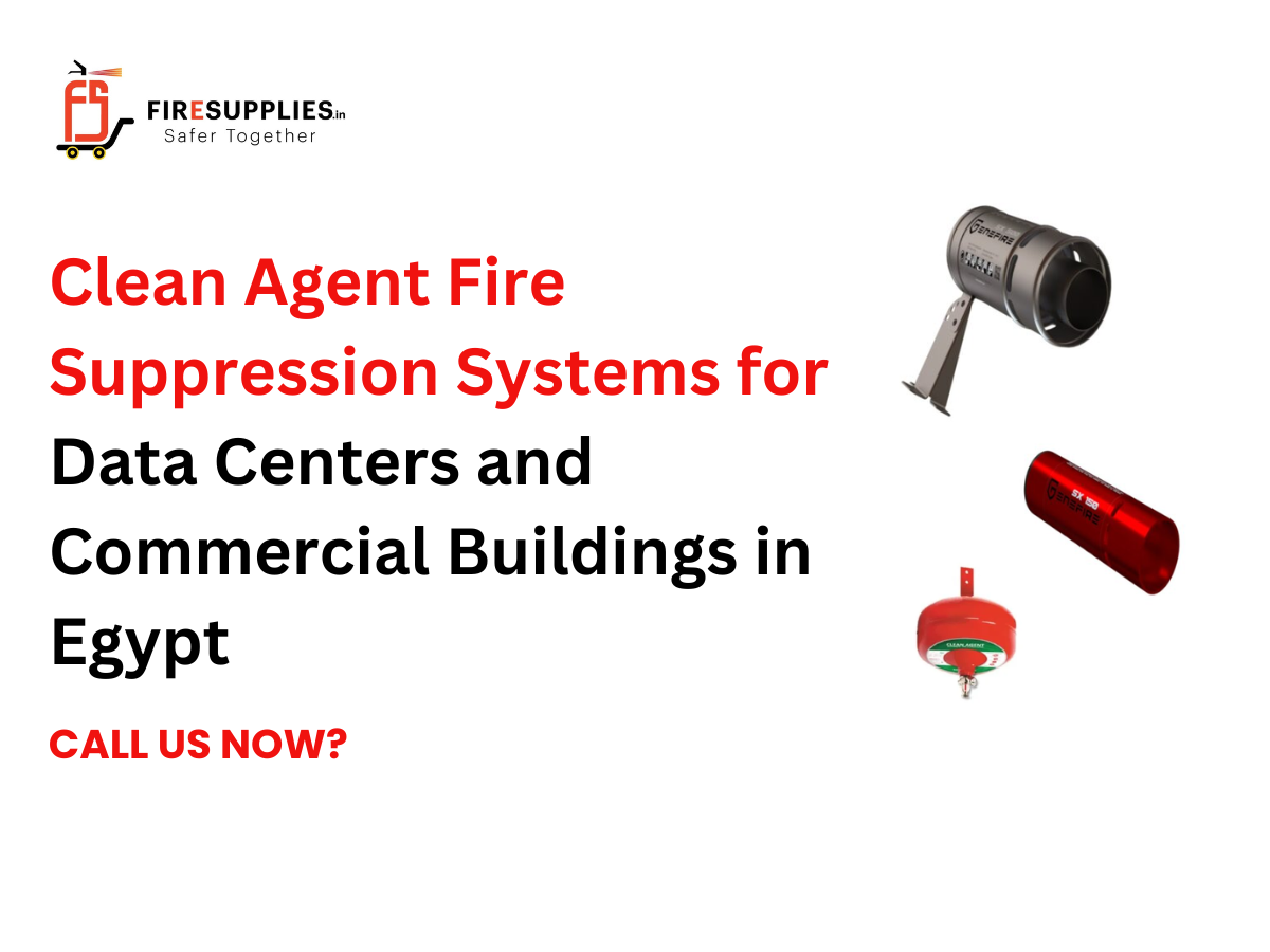 Clean agent fire suppression system protecting data centers and commercial buildings in Egypt with automatic gas-based fire protection technology.