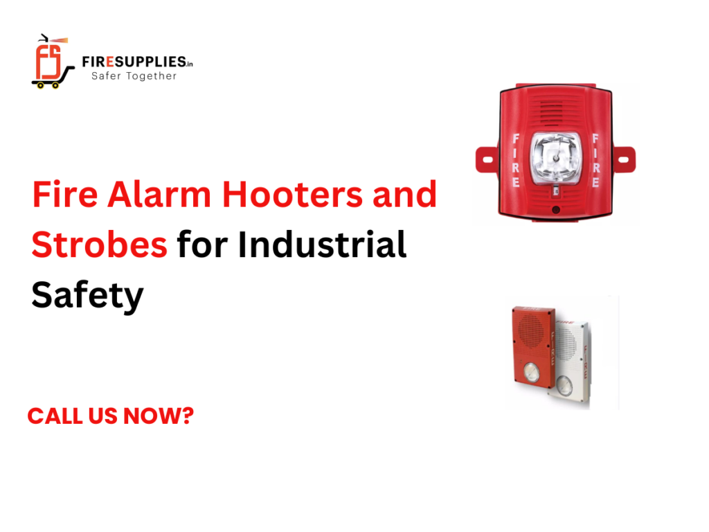 Industrial fire alarm hooter and strobe devices installed for emergency fire warning and evacuation in commercial and industrial facilities.