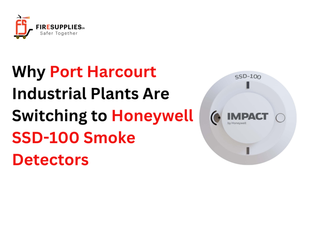 Honeywell SSD-100 smoke detector installed in an industrial plant in Port Harcourt for reliable fire detection and early warning.